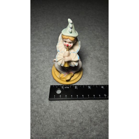 Other - Vintage Bisque Porcelain Pierrot Clown Figurine Playing Horn Trumpet 5"